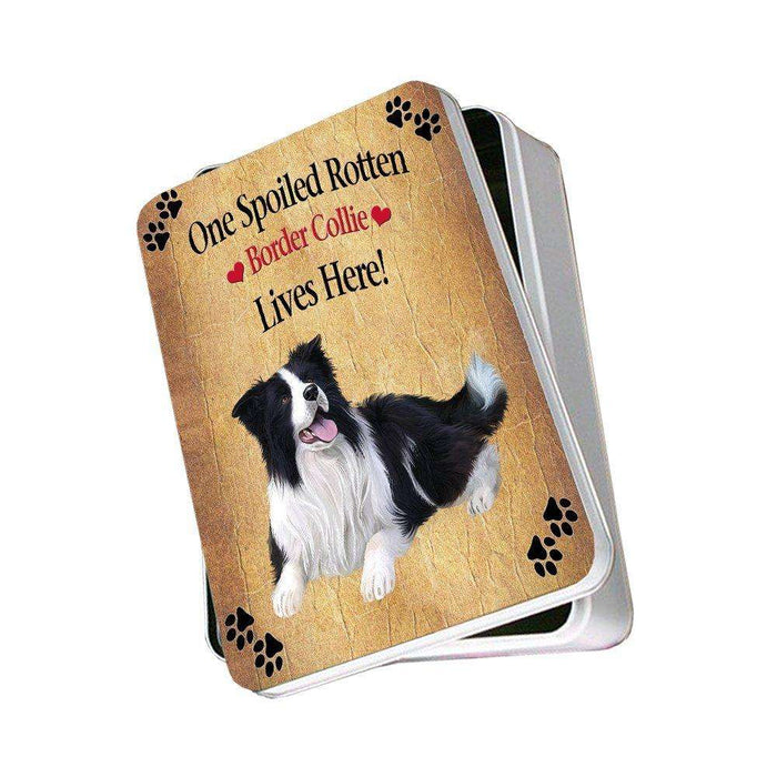 Border Collie Spoiled Rotten Dog Photo Storage Tin