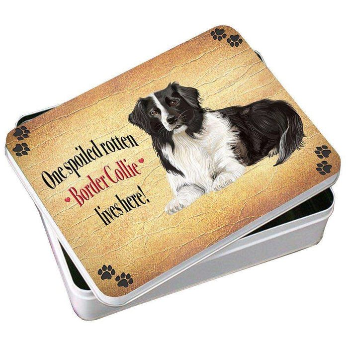 Border Collie Spoiled Rotten Dog Photo Storage Tin
