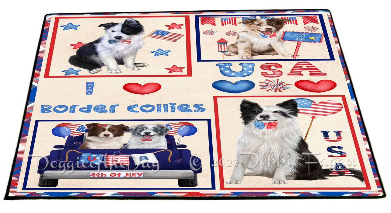 4th of July Independence Day I Love USA Border Collie Dogs Floormat FLMS56143 Floormat FLMS56143