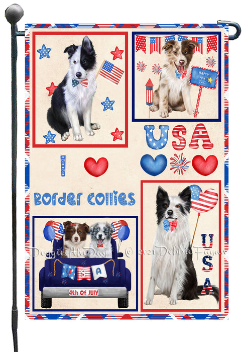 4th of July Independence Day I Love USA Border Collie Dogs Garden Flag GFLG66879