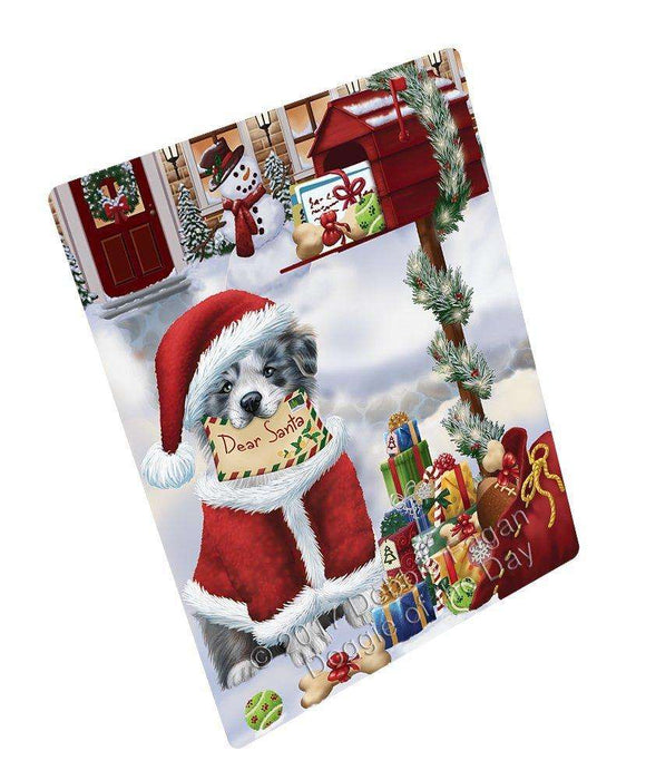 Border Collies Dear Santa Letter Christmas Holiday Mailbox Dog Art Portrait Print Woven Throw Sherpa Plush Fleece Blanket