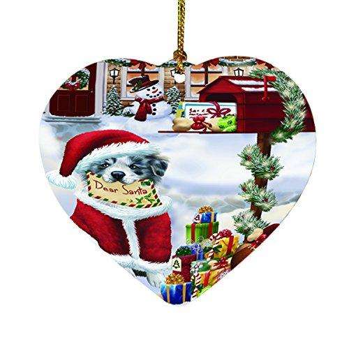 Border Collies Dear Santa Letter Christmas Holiday Mailbox Dog Heart Ornament D093