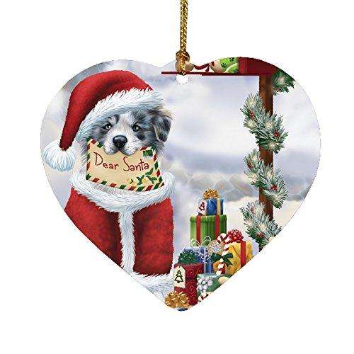 Border Collies Dear Santa Letter Christmas Holiday Mailbox Dog Heart Ornament