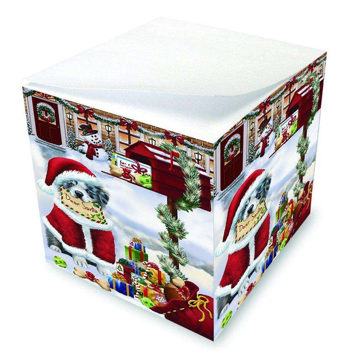 Border Collies Dear Santa Letter Christmas Holiday Mailbox Dog Note Cube D089