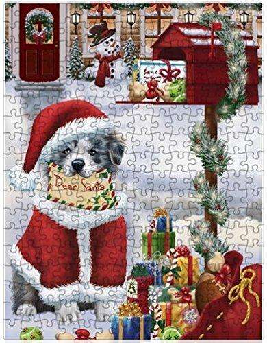 Border Collies Dear Santa Letter Christmas Holiday Mailbox Dog Puzzle with Photo Tin
