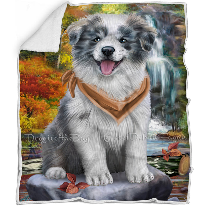 Scenic Waterfall Border Collie Dog Blanket BLNKT62967