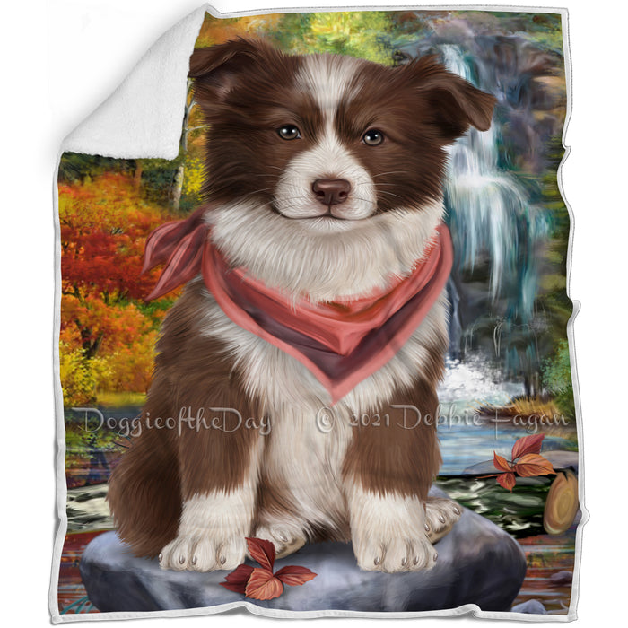 Scenic Waterfall Border Collie Dog Blanket BLNKT62976