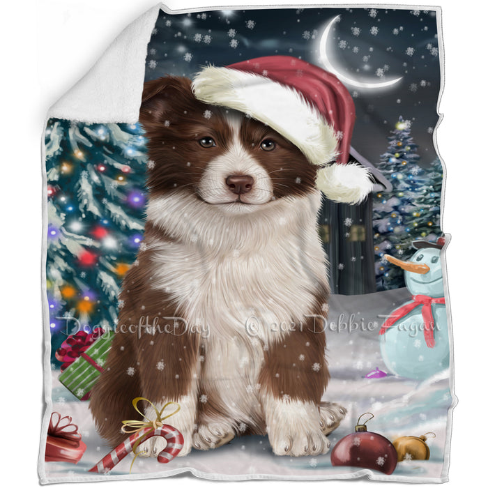 Have a Holly Jolly Christmas Border Collie Dog in Holiday Background Blanket D072