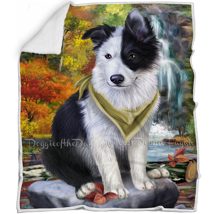 Scenic Waterfall Border Collie Dog Blanket BLNKT62985