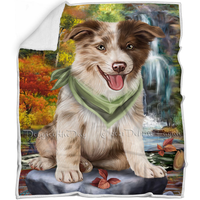 Scenic Waterfall Border Collie Dog Blanket BLNKT62994