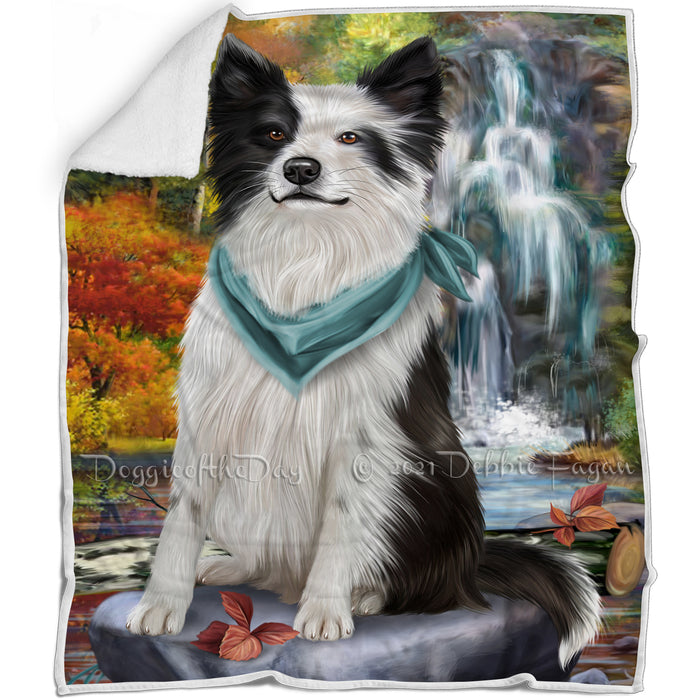 Scenic Waterfall Border Collie Dog Blanket BLNKT63003
