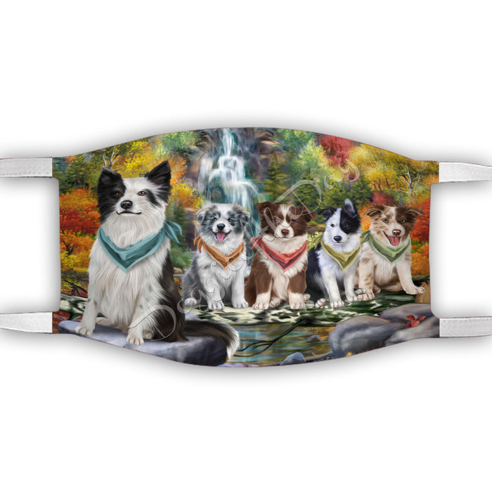 Scenic Waterfall Border Collie Dogs Face Mask FM49280