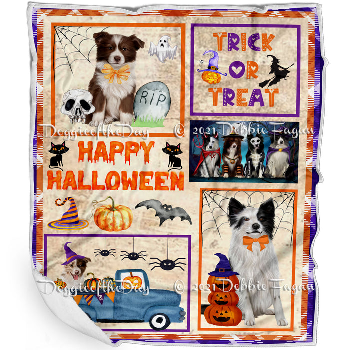 Happy Halloween Trick or Treat Border Collie Dogs Blanket BLNKT143726