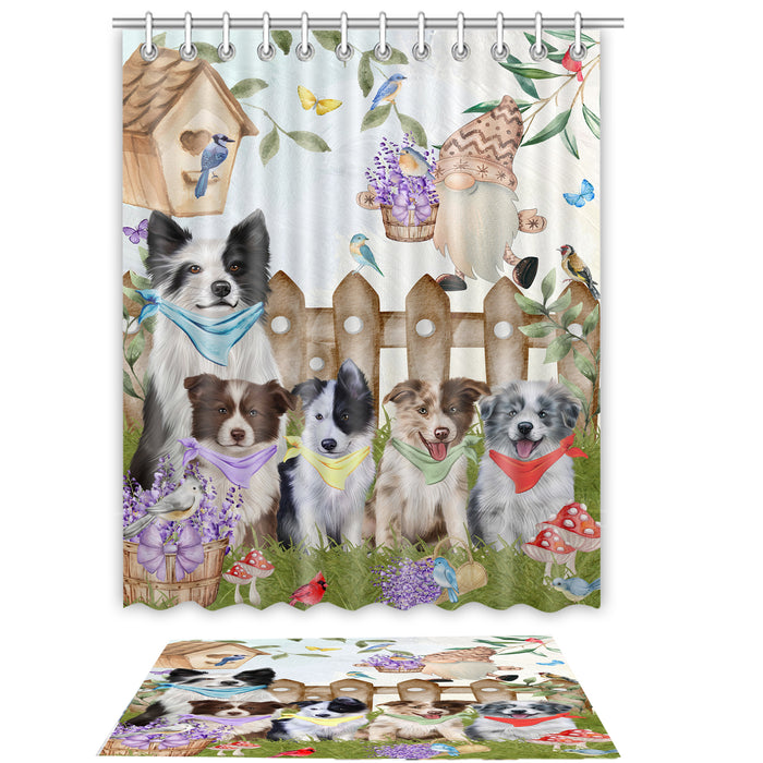 Border Collie Shower Curtain & Bath Mat Set - Explore a Variety of Personalized Designs - Custom Rug and Curtains with hooks for Bathroom Decor - Pet and Dog Lovers Gift