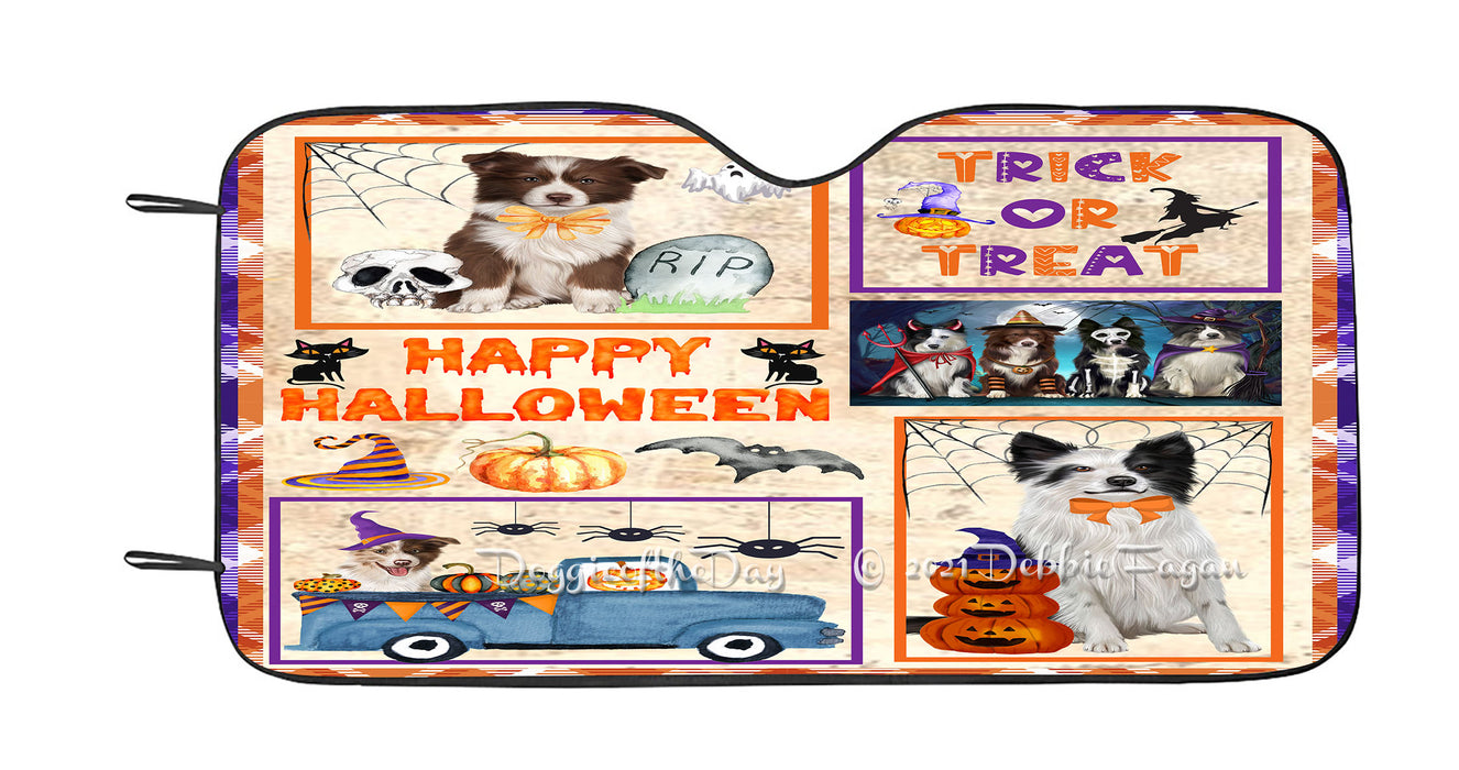 Happy Halloween Trick or Treat Border Collie Dogs Car Sun Shade Cover Curtain
