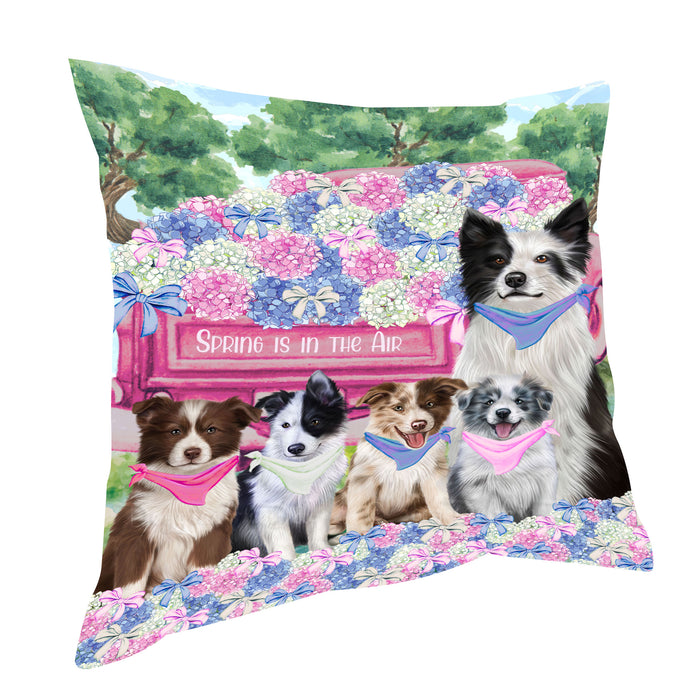 Border Collie Throw Pillow: Explore a Variety of Designs, Cushion Pillows for Sofa Couch Bed, Personalized, Custom, Dog Lover's Gifts