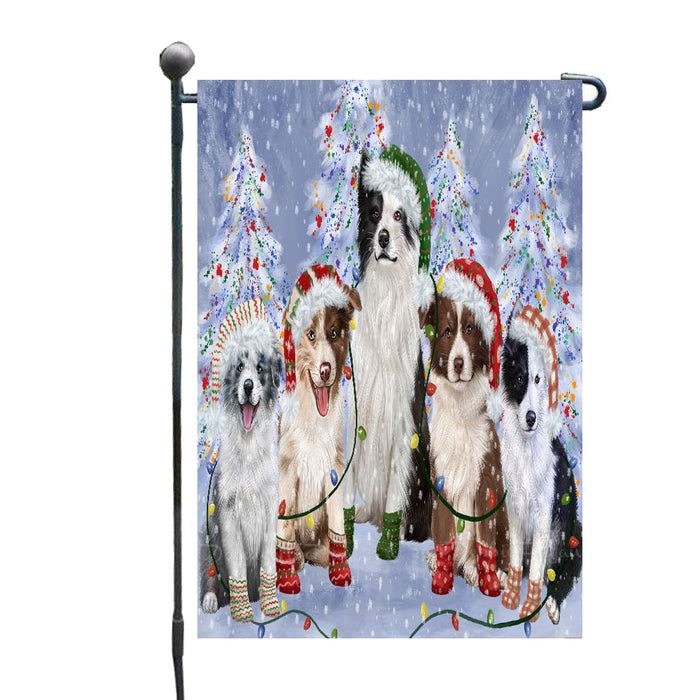 Christmas Lights and Border Collie Dogs Garden Flags- Outdoor Double Sided Garden Yard Porch Lawn Spring Decorative Vertical Home Flags 12 1/2"w x 18"h
