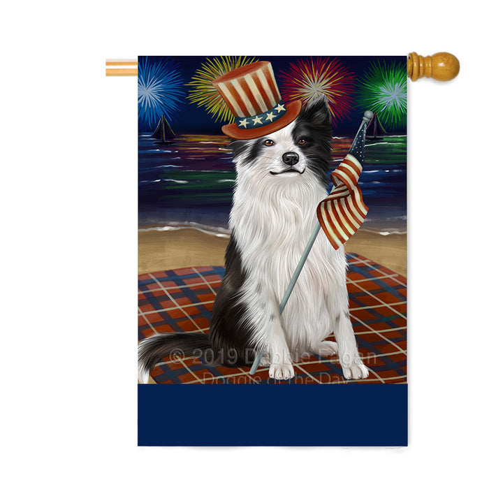 Personalized 4th of July Firework Border Collie Dog Custom House Flag FLG-DOTD-A57863