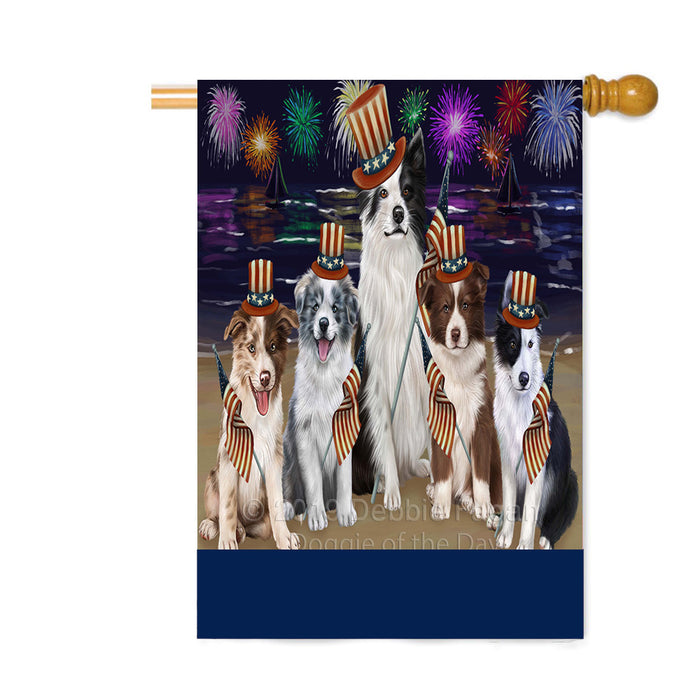 Personalized 4th of July Firework Border Collie Dogs Custom House Flag FLG-DOTD-A57864