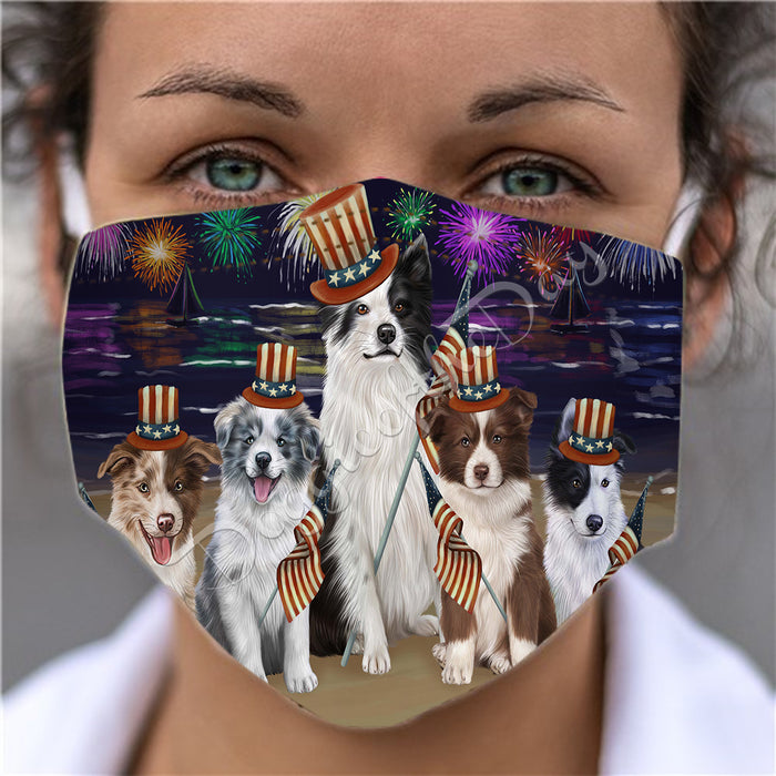 4th of July Independence Day Border Collie Dogs Face Mask FM49384