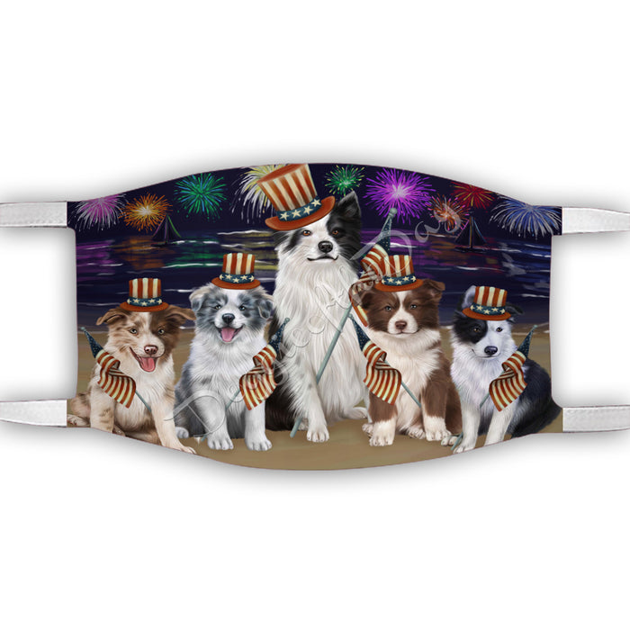 4th of July Independence Day Border Collie Dogs Face Mask FM49384