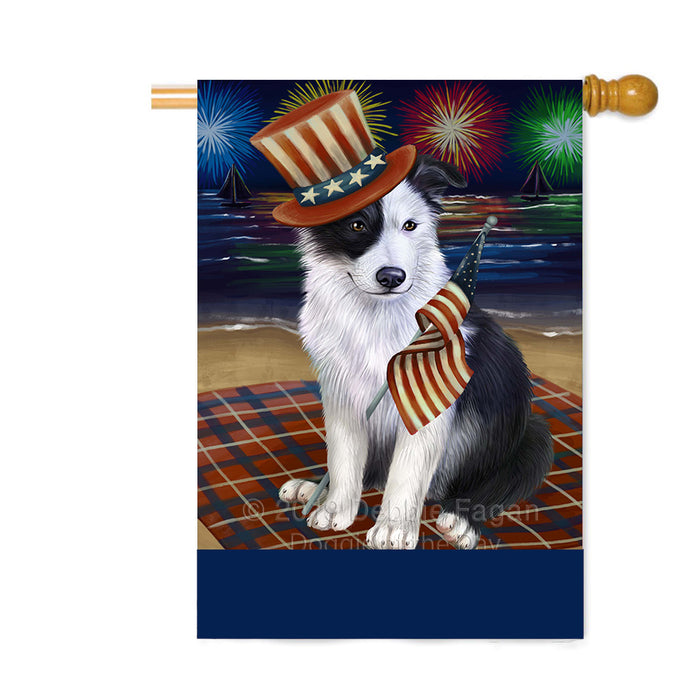 Personalized 4th of July Firework Border Collie Dog Custom House Flag FLG-DOTD-A57865