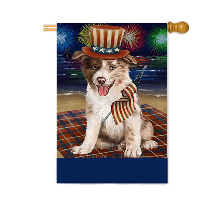 Personalized 4th of July Firework Border Collie Dog Custom House Flag FLG-DOTD-A57866
