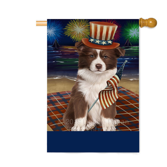 Personalized 4th of July Firework Border Collie Dog Custom House Flag FLG-DOTD-A57867
