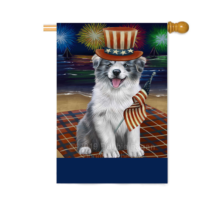 Personalized 4th of July Firework Border Collie Dog Custom House Flag FLG-DOTD-A57868
