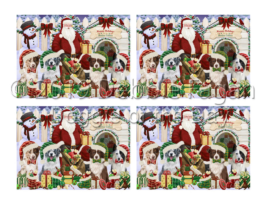 Happy Holidays Christmas Border Collie Dogs House Gathering Placemat