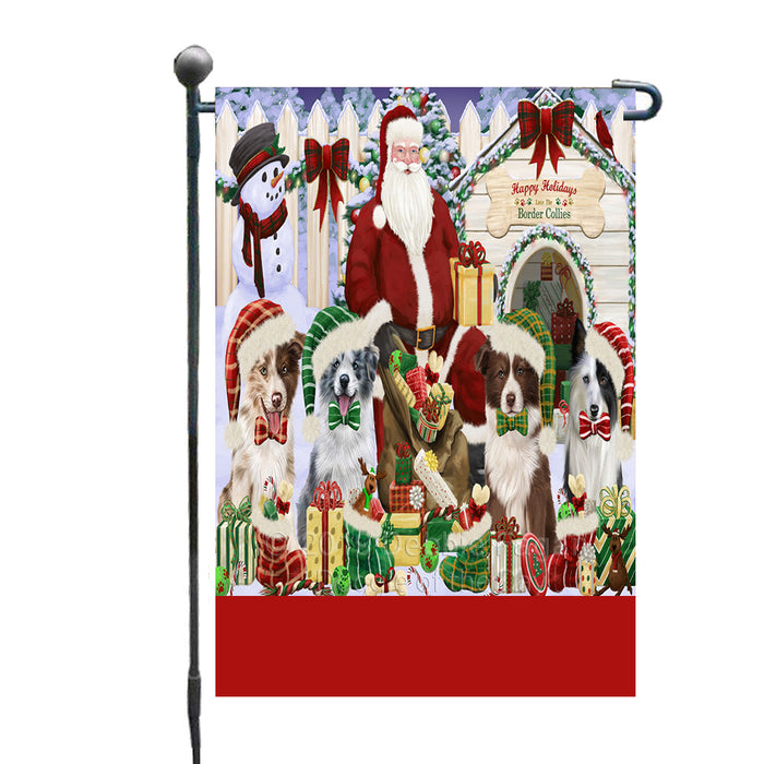 Personalized Happy Holidays Christmas Border Collie Dogs House Gathering Custom Garden Flags GFLG-DOTD-A58506