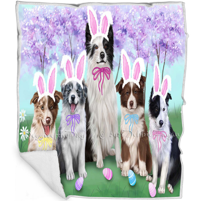 Border Collies Dog Easter Holiday Blanket BLNKT57099
