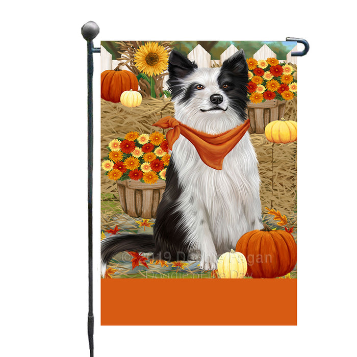 Personalized Fall Autumn Greeting Border Collie Dog with Pumpkins Custom Garden Flags GFLG-DOTD-A61827
