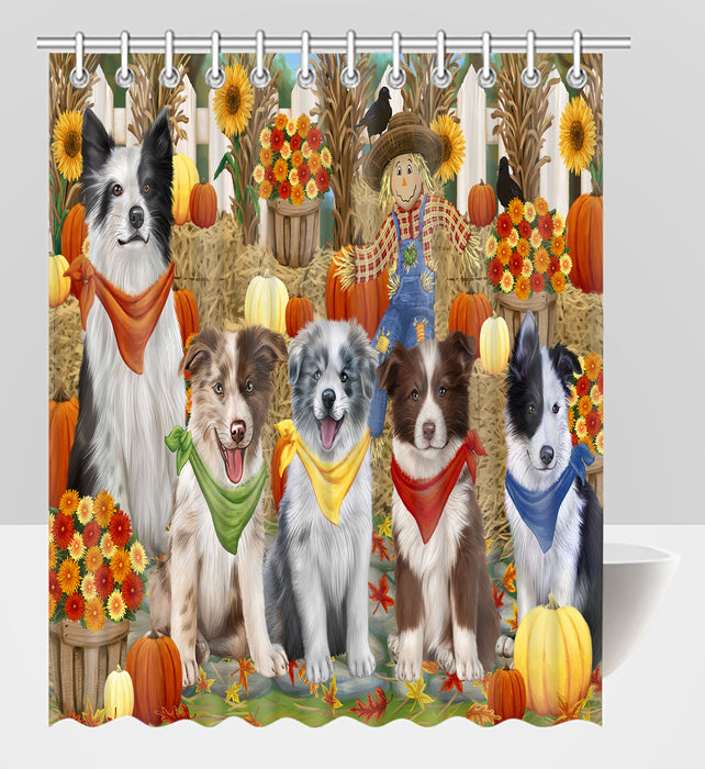 Fall Festive Harvest Time Gathering Border Collie Dogs Shower Curtain