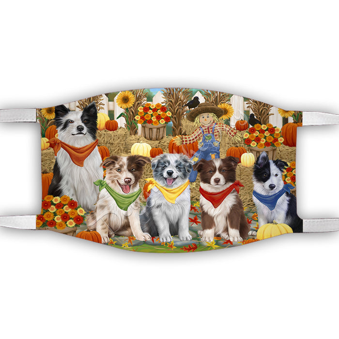 Fall Festive Harvest Time Gathering  Border Collie Dogs Face Mask FM48516