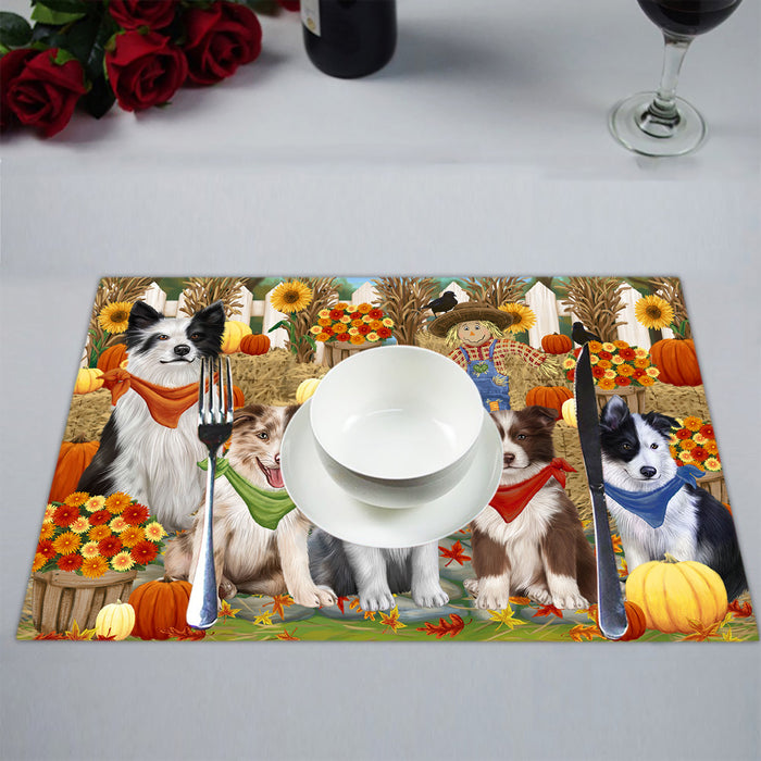 Fall Festive Harvest Time Gathering Border Collie Dogs Placemat