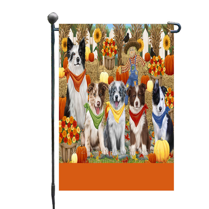 Personalized Fall Festive Gathering Border Collie Dogs with Pumpkins Custom Garden Flags GFLG-DOTD-A61828