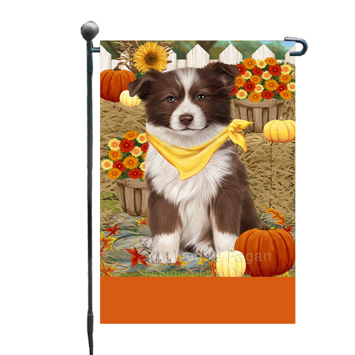 Personalized Fall Autumn Greeting Border Collie Dog with Pumpkins Custom Garden Flags GFLG-DOTD-A61829