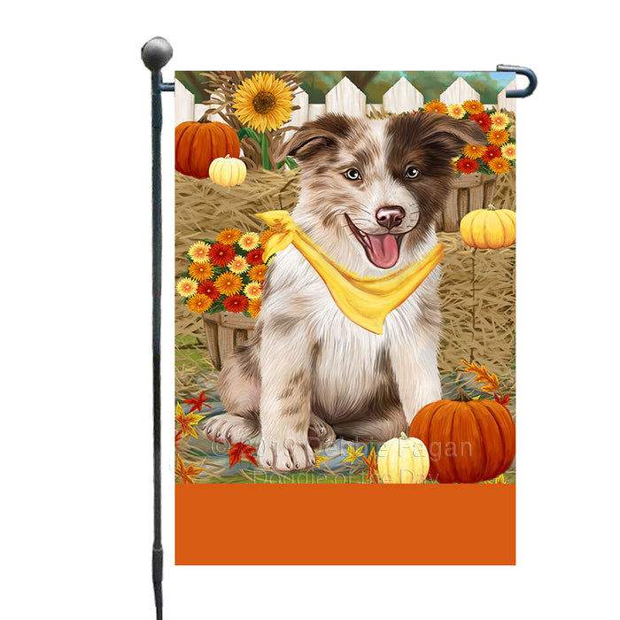 Personalized Fall Autumn Greeting Border Collie Dog with Pumpkins Custom Garden Flags GFLG-DOTD-A61830