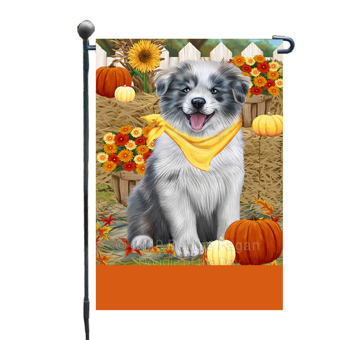 Personalized Fall Autumn Greeting Border Collie Dog with Pumpkins Custom Garden Flags GFLG-DOTD-A61831