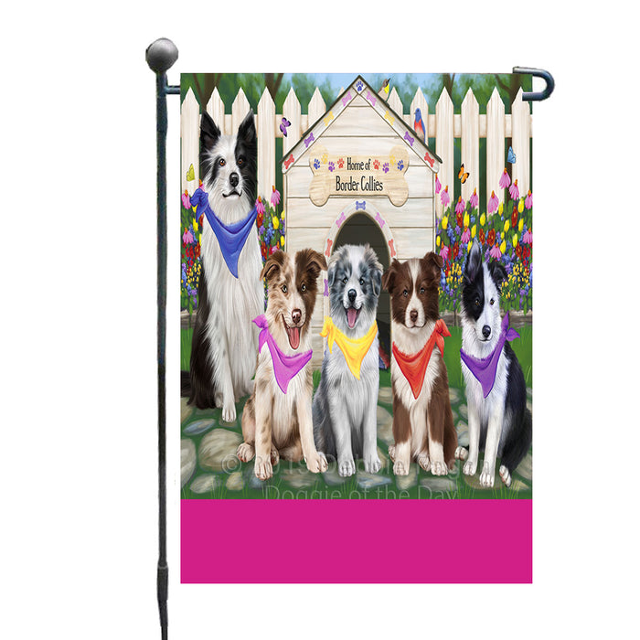 Personalized Spring Dog House Border Collie Dogs Custom Garden Flags GFLG-DOTD-A62769