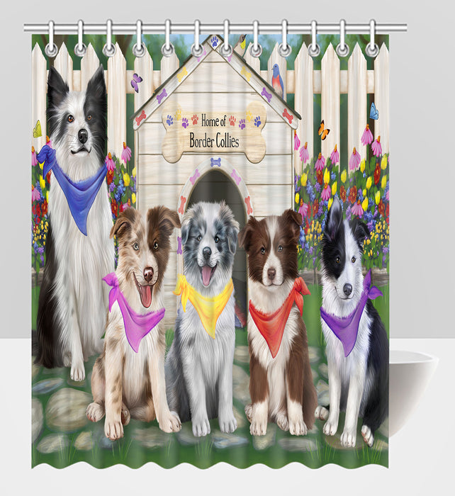 Spring Dog House Border Collie Dogs Shower Curtain
