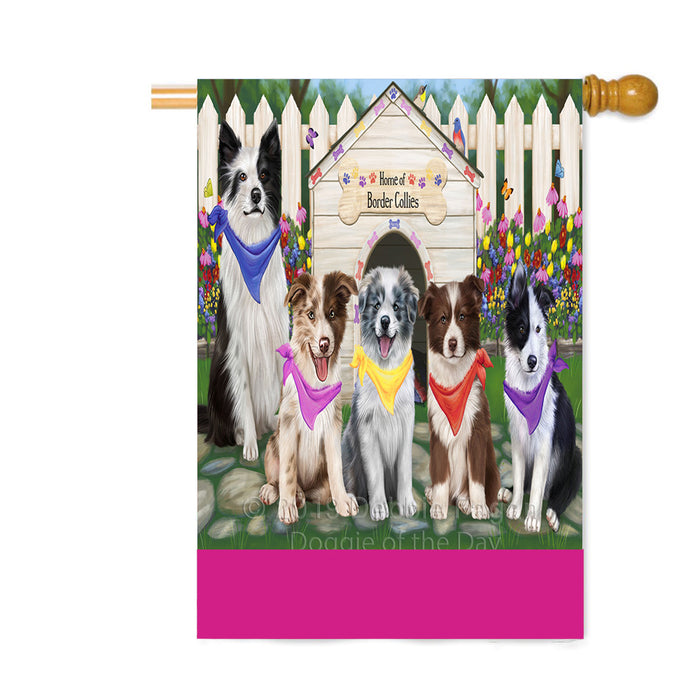 Personalized Spring Dog House Border Collie Dogs Custom House Flag FLG-DOTD-A62825