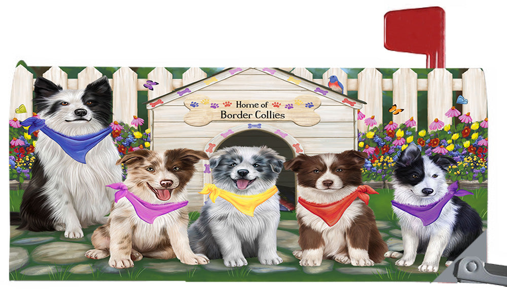 Spring Dog House Border Collie Dogs Magnetic Mailbox Cover MBC48625