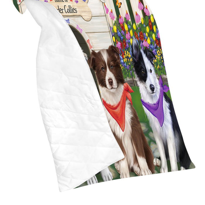 Spring Dog House Border Collie Dogs Quilt
