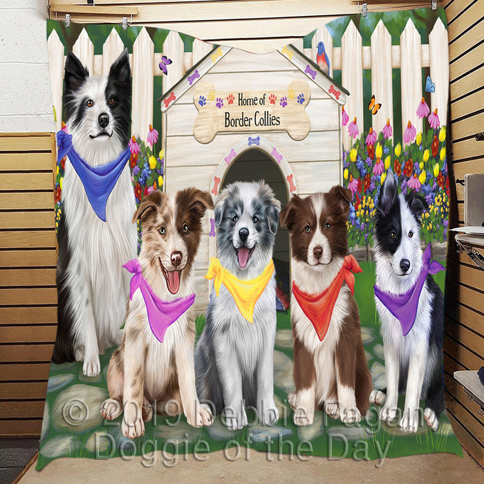 Spring Dog House Border Collie Dogs Quilt