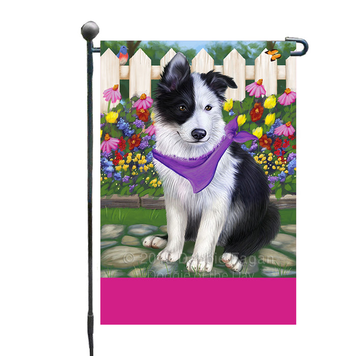 Personalized Spring Floral Border Collie Dog Custom Garden Flags GFLG-DOTD-A62773