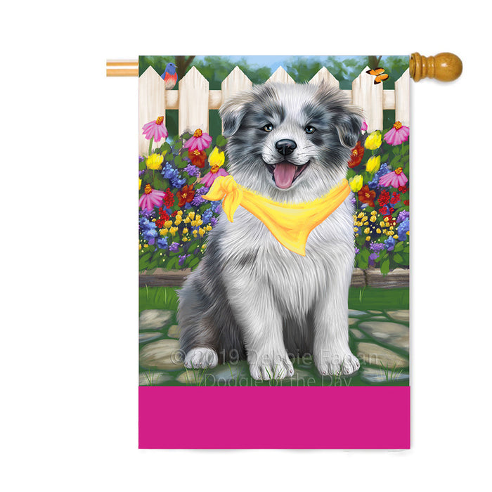 Personalized Spring Floral Border Collie Dog Custom House Flag FLG-DOTD-A62826