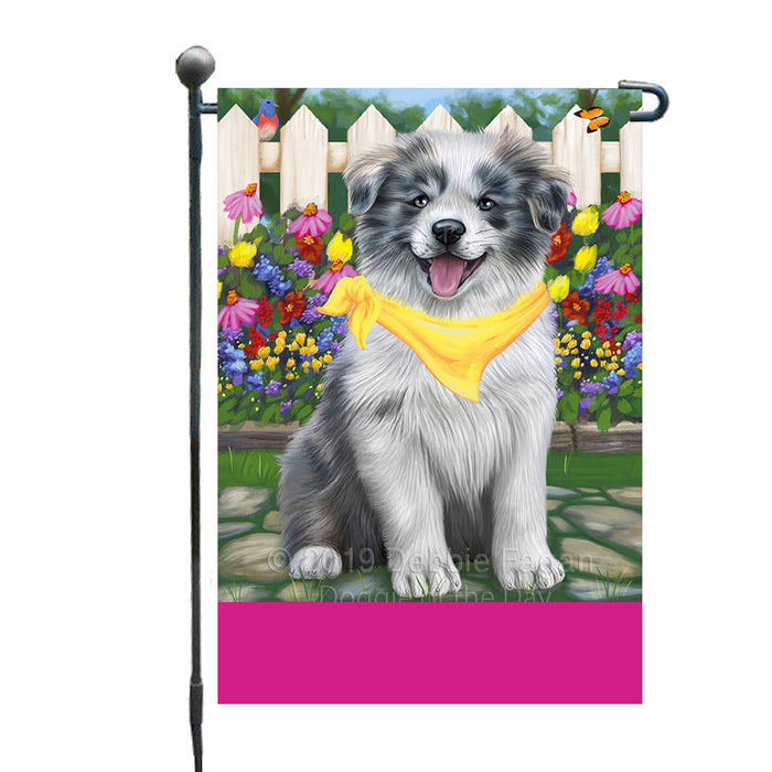 Personalized Spring Floral Border Collie Dog Custom Garden Flags GFLG-DOTD-A62770