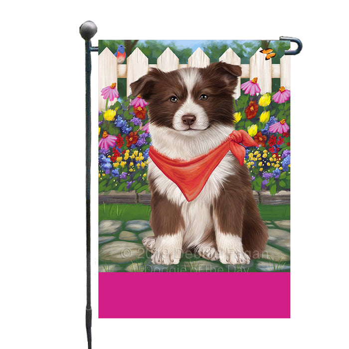 Personalized Spring Floral Border Collie Dog Custom Garden Flags GFLG-DOTD-A62771
